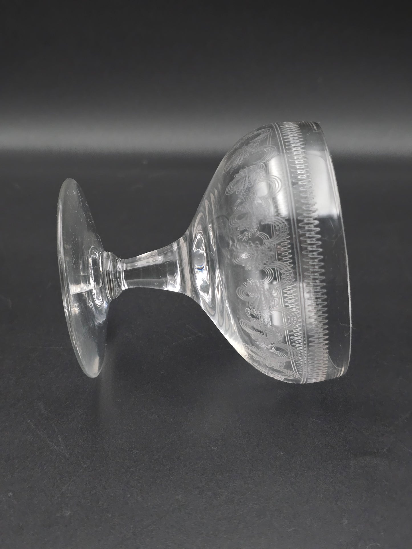 Elegant trio Lady Hamilton Pall Mall Crystal Champagne Coupes. 200ml