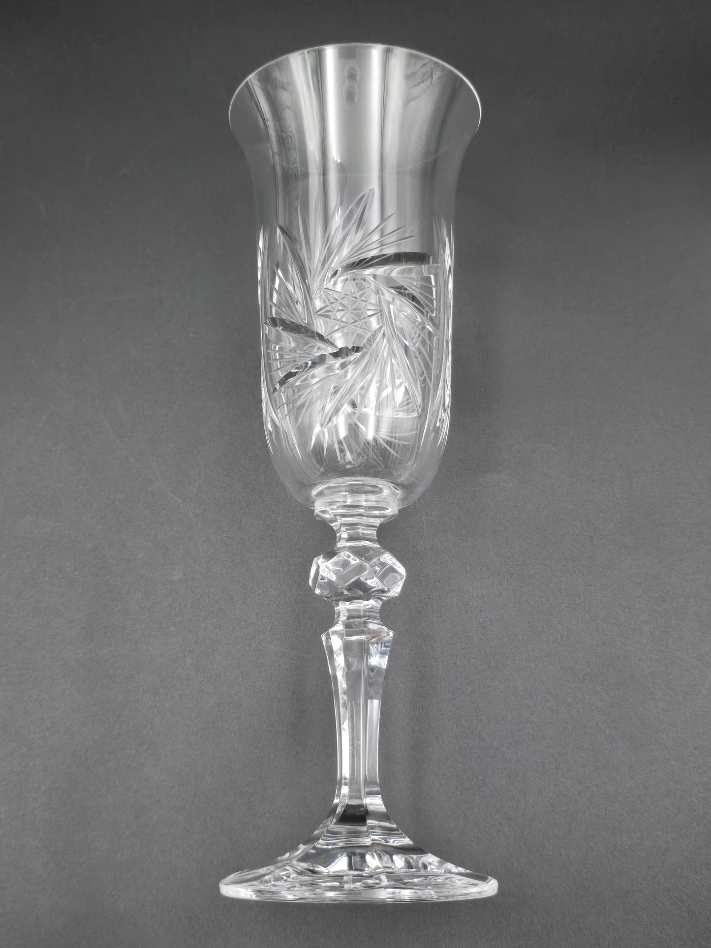 Set of 4 Bohemian Crystal Champagne Flutes | Czechoslovakia Cut Crystal | Wedding Toast Glasses | 200ml | Vintage Czech Glass