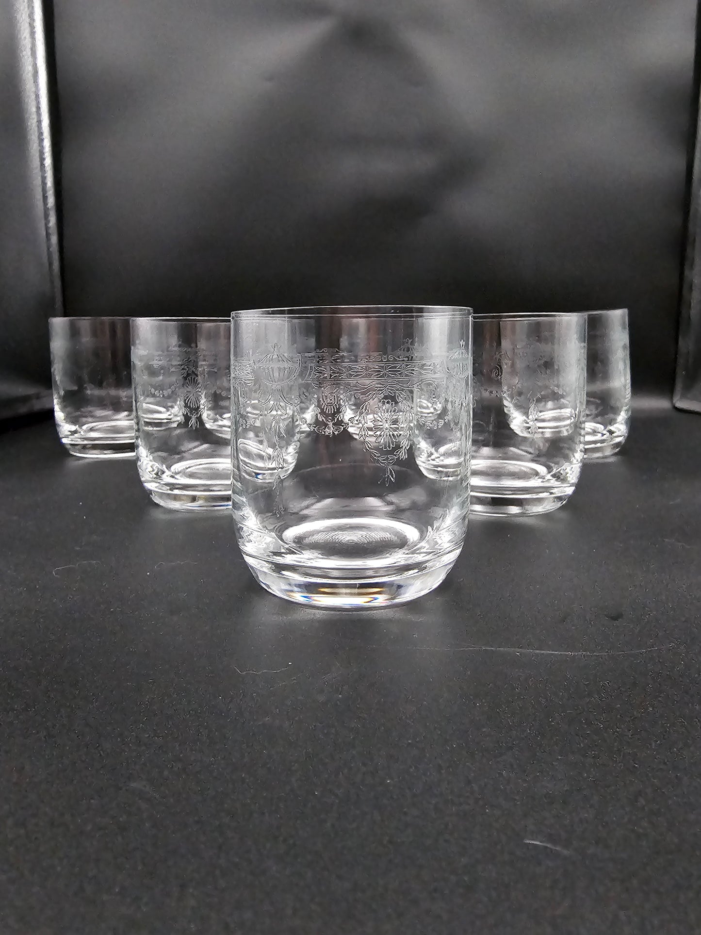 Set of 7 Etched Crystal Tumblers. Ideal for Whisky/Gin/Vodka, Water or Juice. 300ml / 11oz