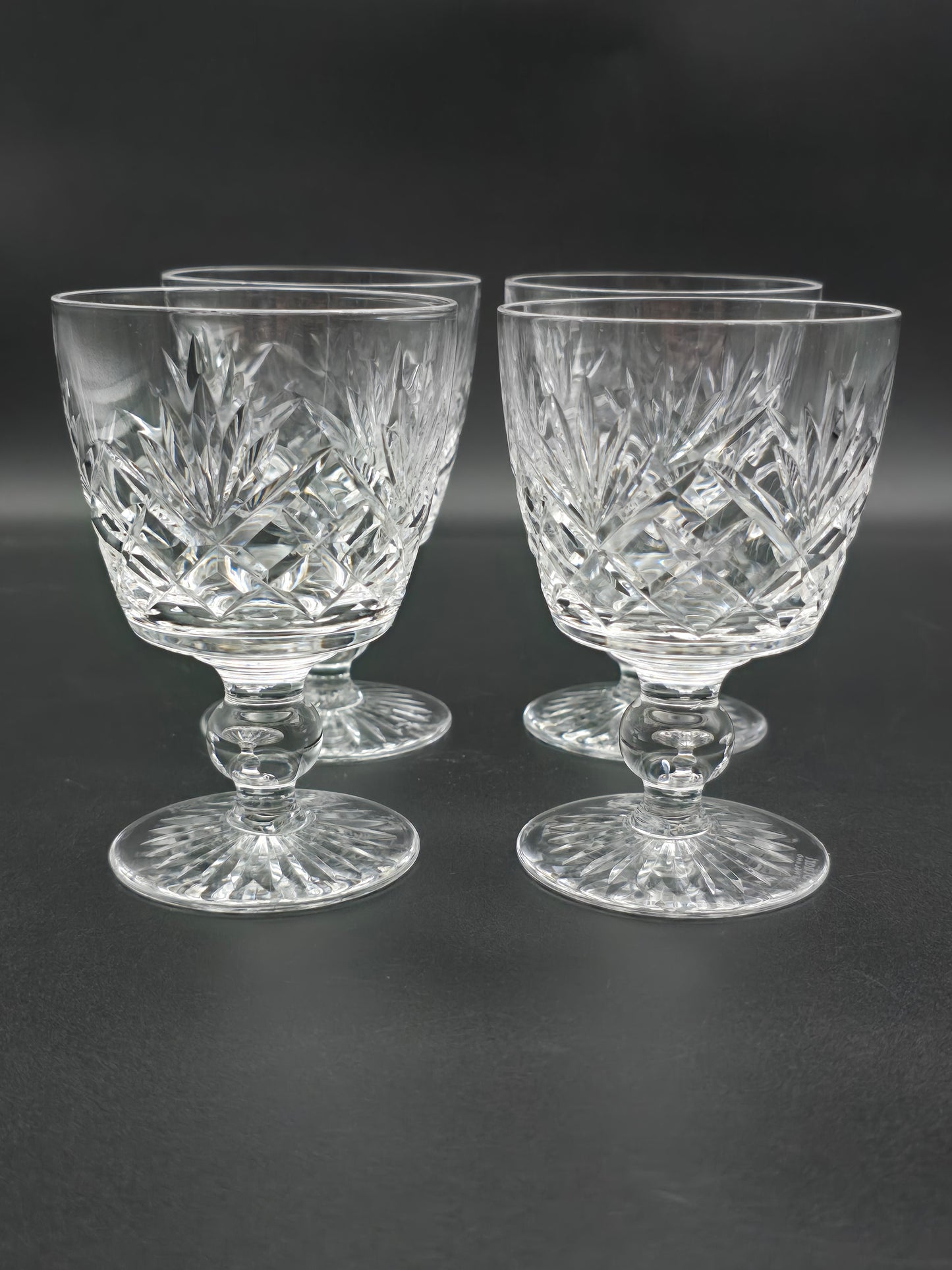 Set of 4 Stuart Crystal Ludlow Pattern Small Crystal wine glasses. 175ml