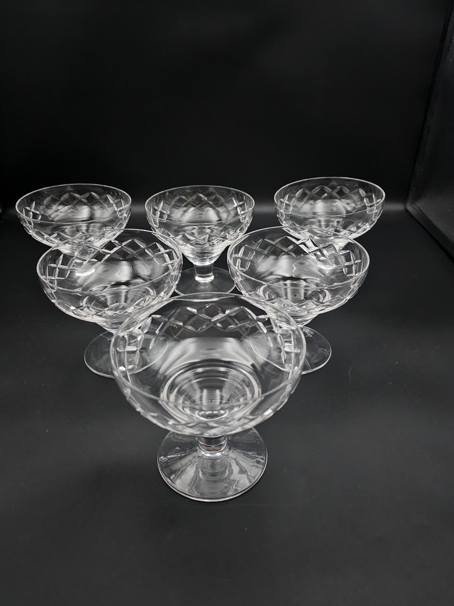 Set of 6 Vintage footed Crystal dessert or Starter bowls