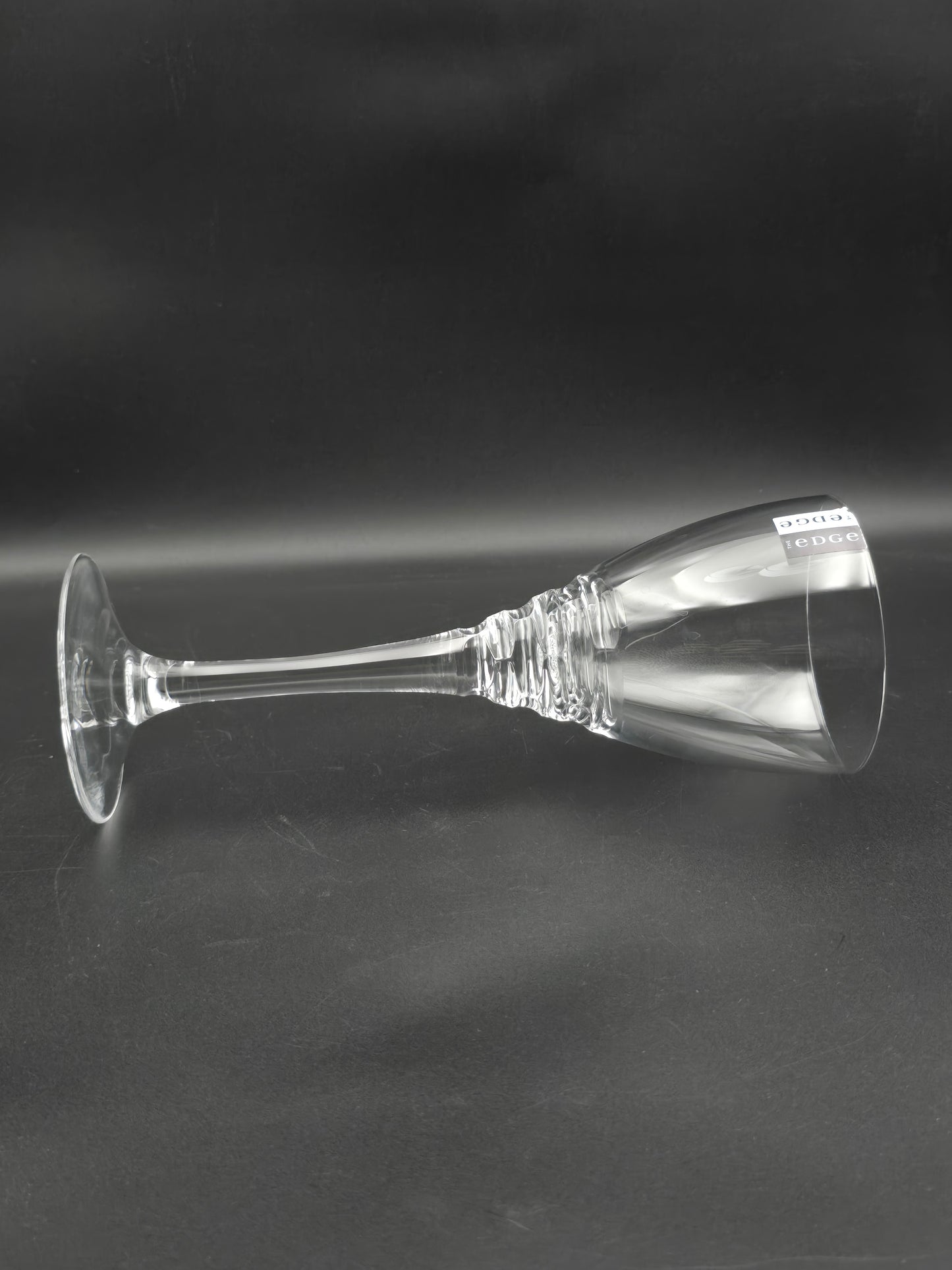 Pair of Large Edinburgh Crystal The Edge Collection Cirrus pattern wine glasses 350ml 24.5cm tall.