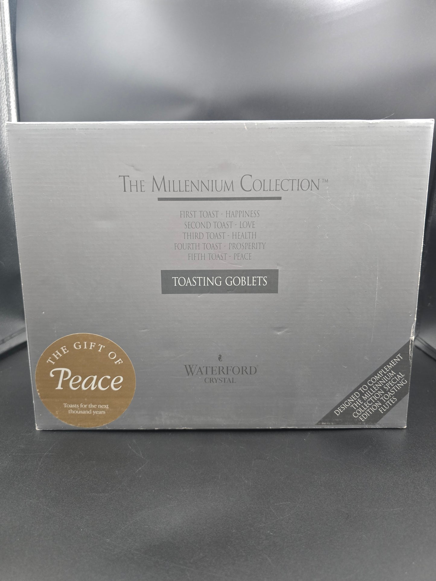Waterford Crystal The Millennium Collection Toasting Goblets Pair. Fifth Toast - Peace. Boxed