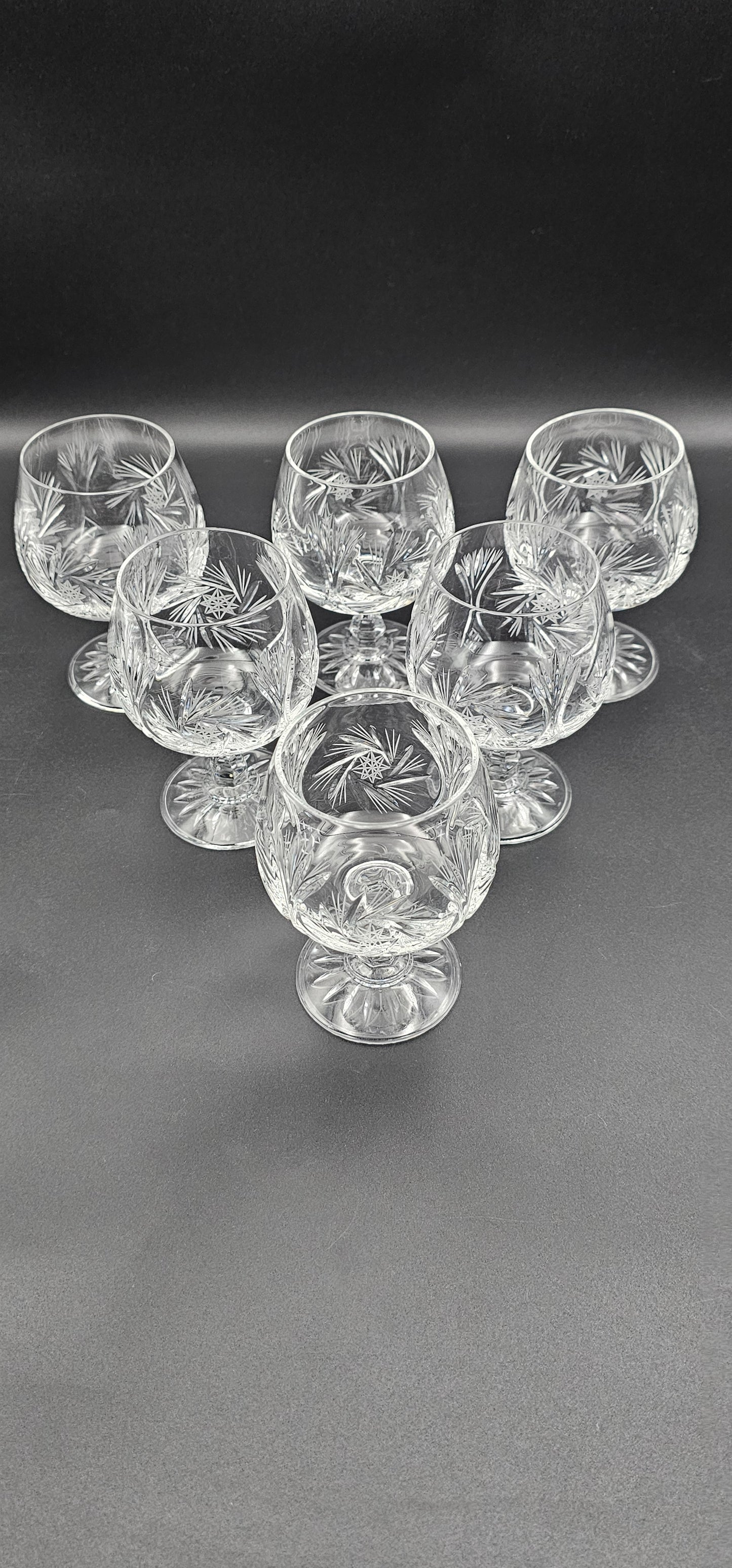 Set of 6 brandy or Cognac Crystal glasses 7oz