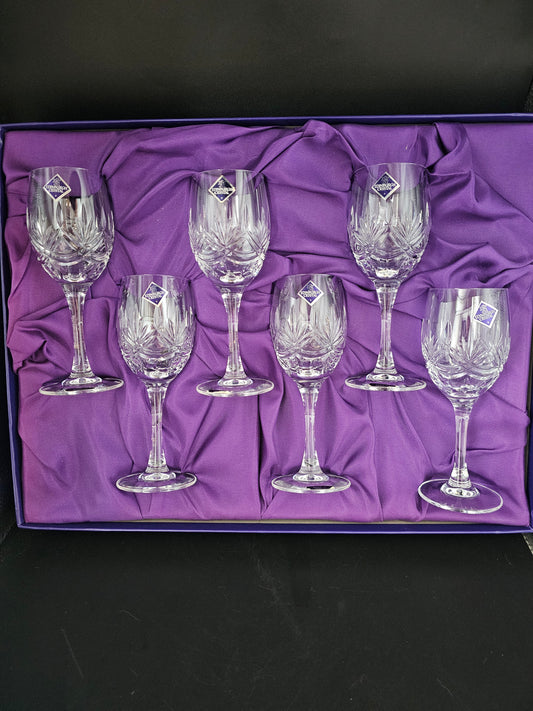 Edinburgh Crystal Serenade Pattern set of 6 Sherry Glasses. 150ml. Boxed.