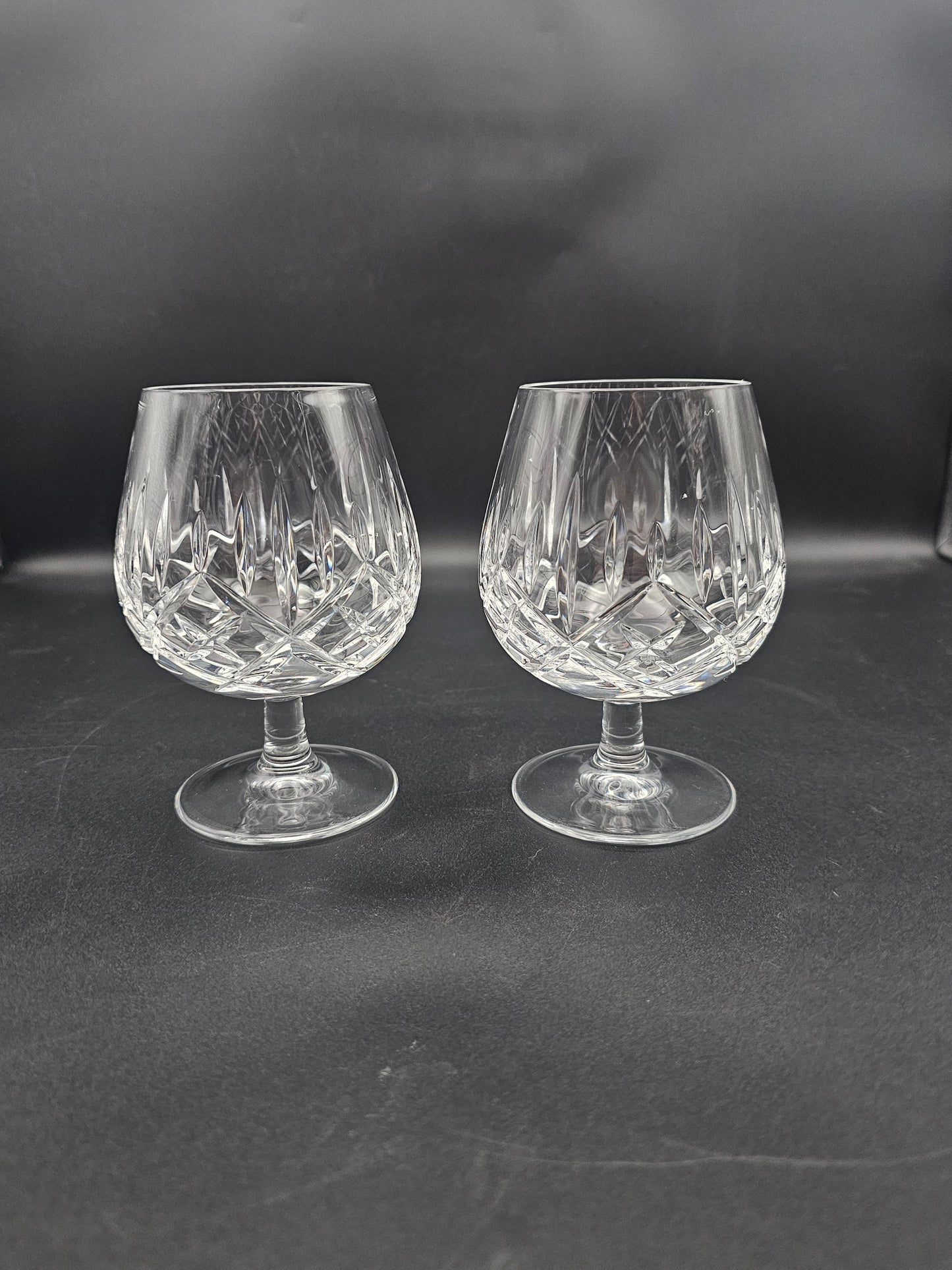 Pair of Crystal Cognac Brandy Glasses 11oz