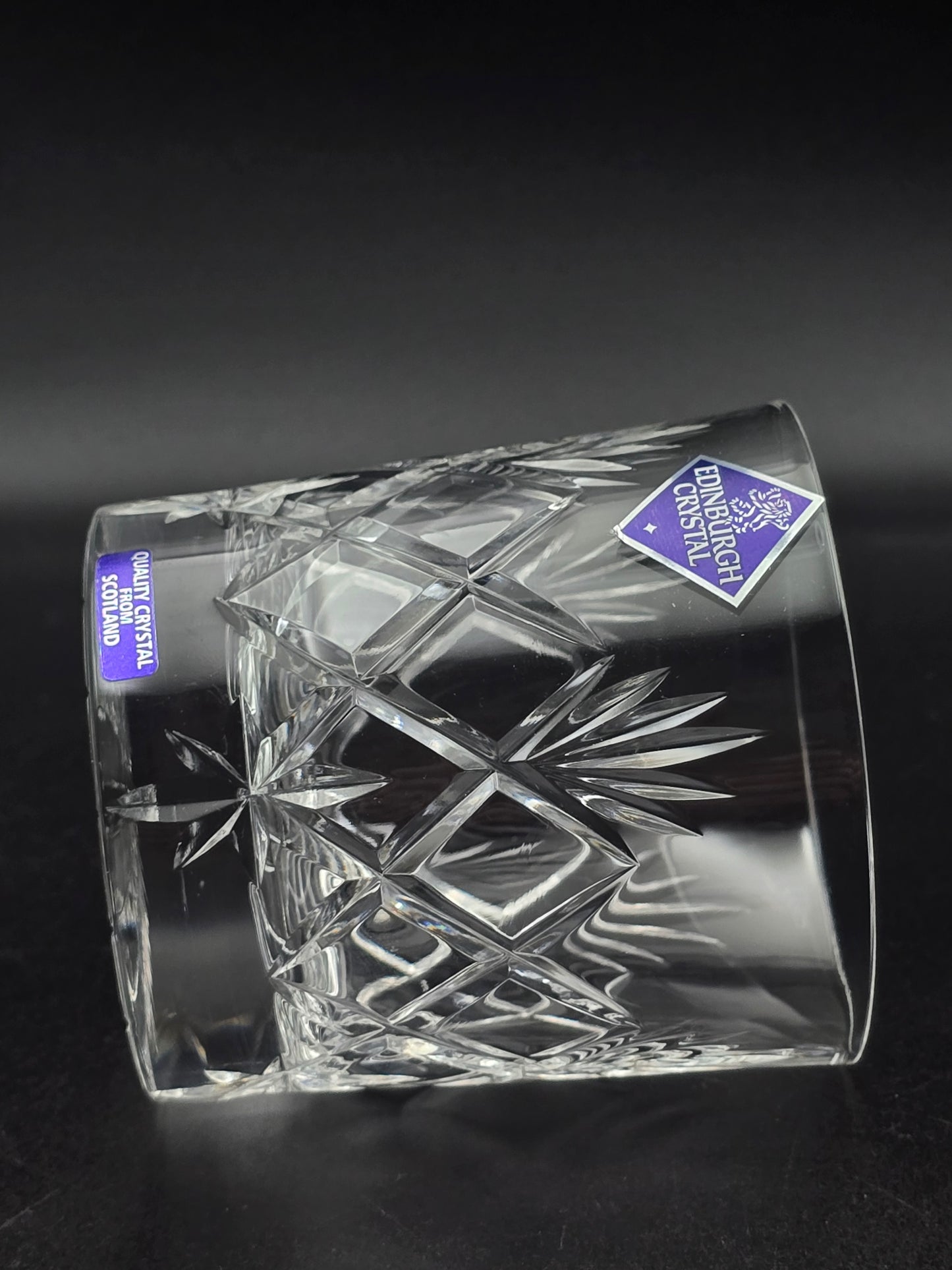 Set of 4 Edinburgh Crystal Kelso 10 oz Tumblers – Star‑Pattern Base, Boxed & Stickered, Scottish Cut Glass