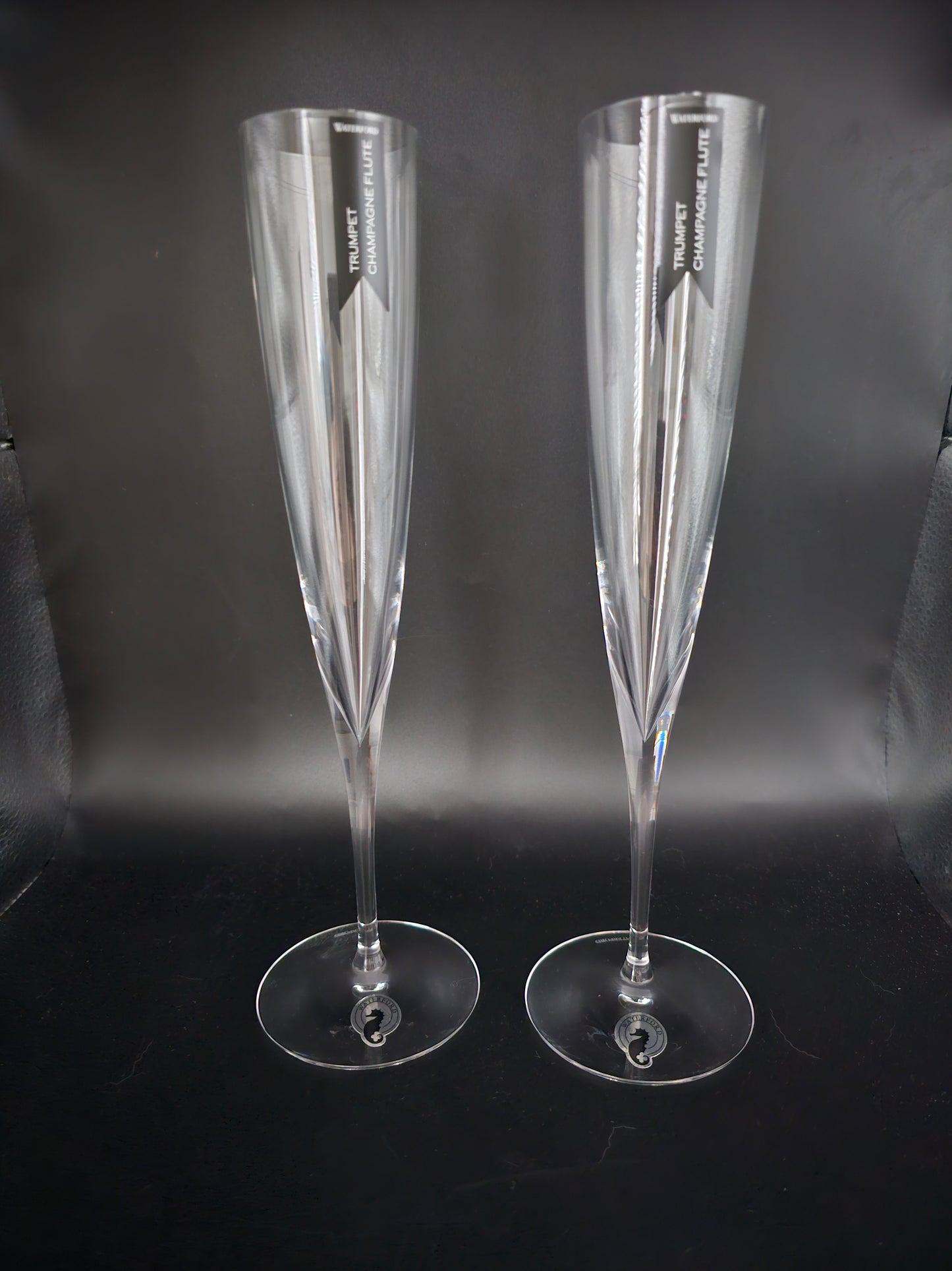 Waterford Crystal Champagne Trumpet Flutes pair. New in Box