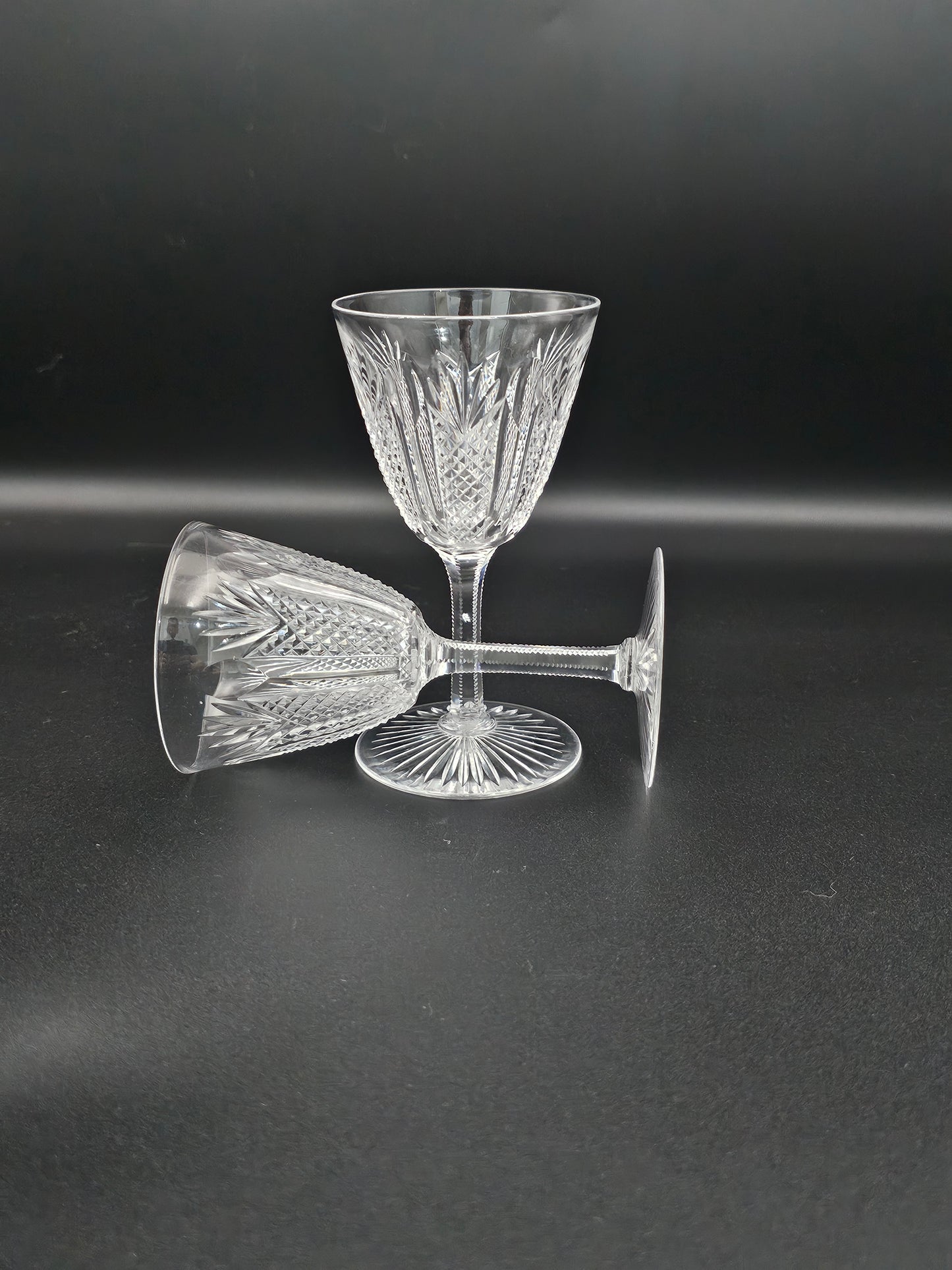 Pair of Small Crystal Liqueur glasses. 11.5cm tall. 90ml