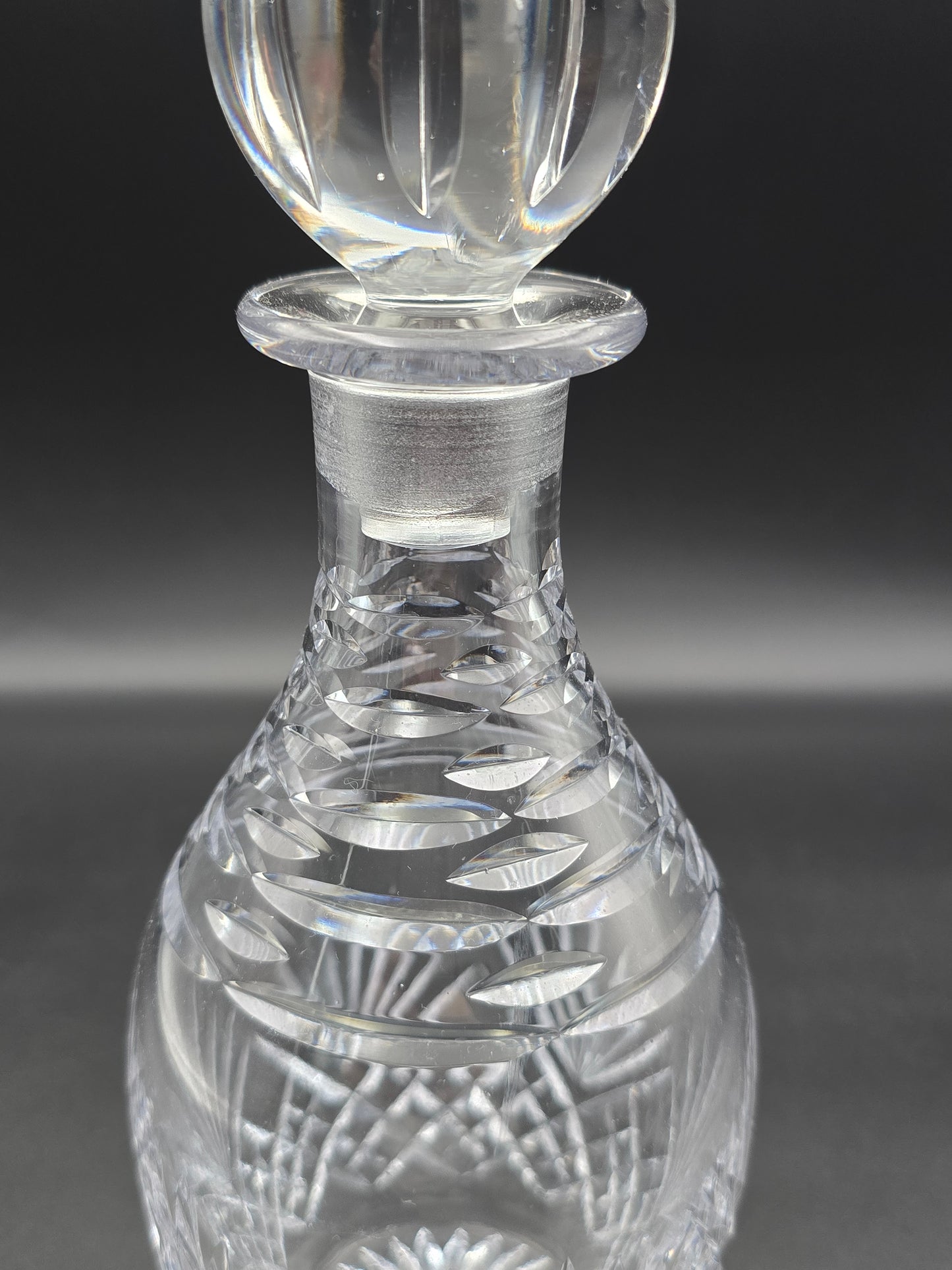 Vintage Cut Crystal Decanter with Round Stopper – Heavy Lead Crystal – Unmarked but Beautifully Crafted – Barware Gift Idea