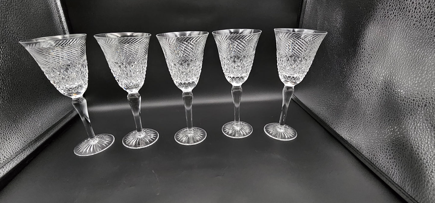 Set of 5 Large Crystal Wine Glasses 250ml 21cm tall