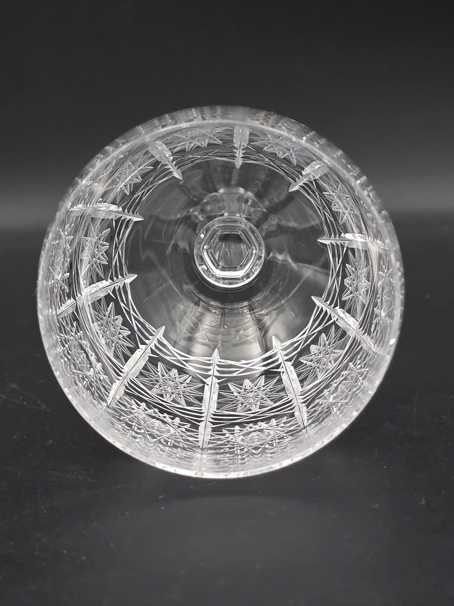 Set of 6 Bohemian vintage Crystal large wine glasses. 250ml