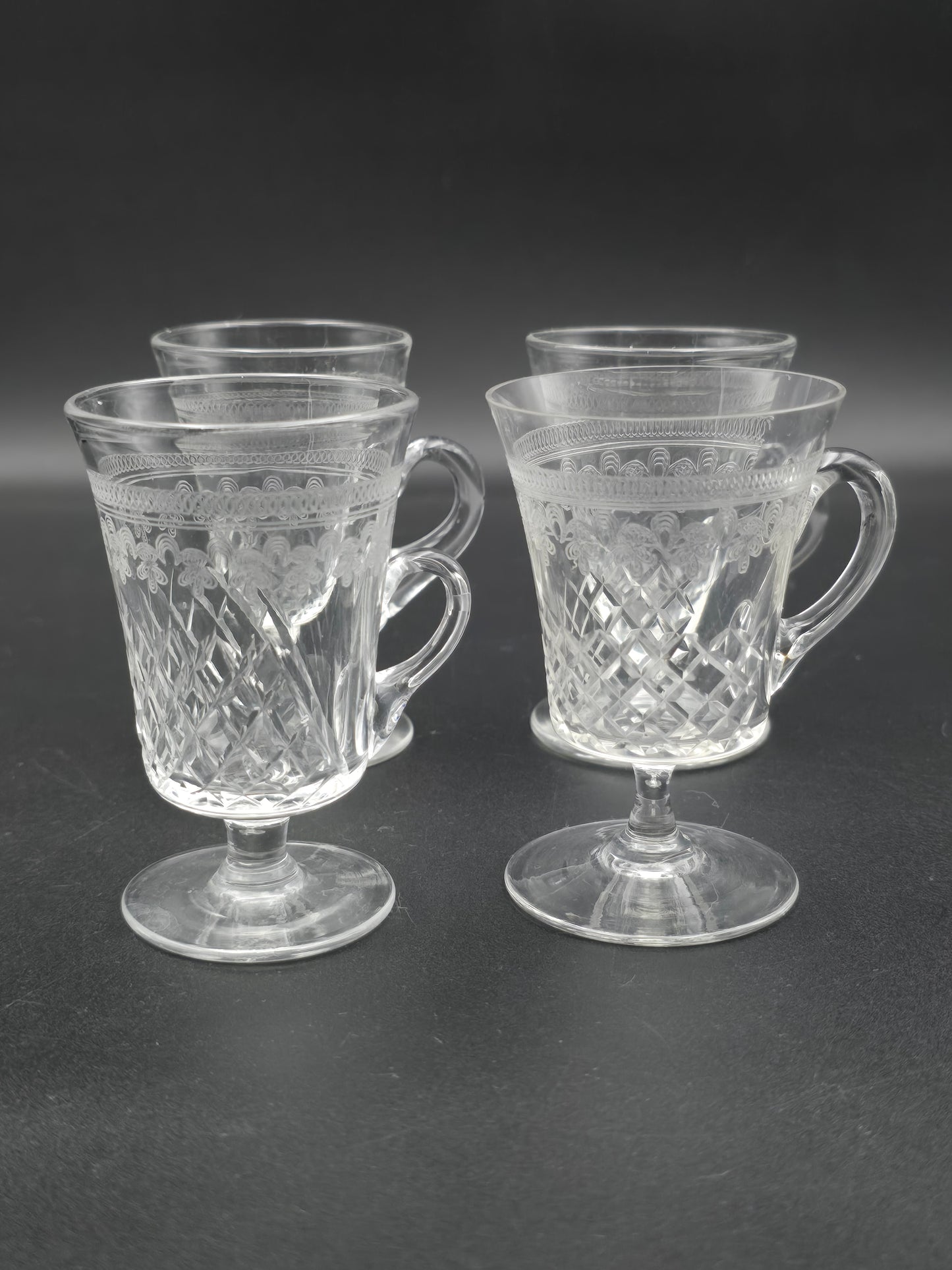 Set of 4 Lady Hamilton Pall Mall Crystal Custard cups. 75ml