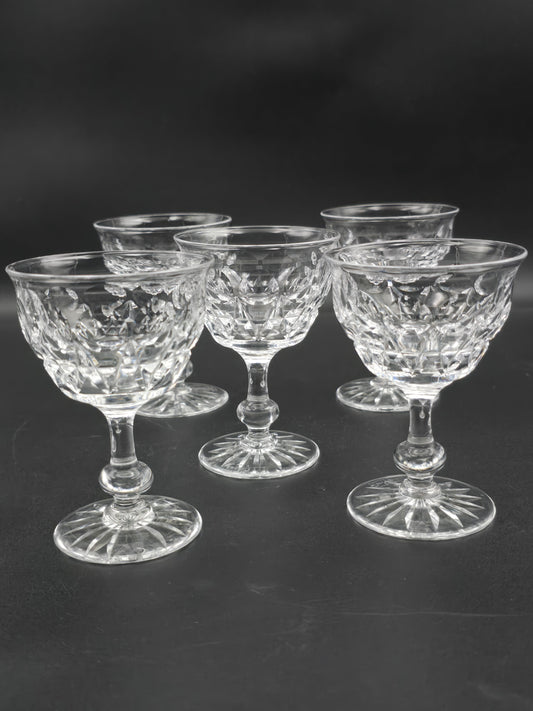 Set of 6 Tudor Crystal Raleigh Pattern English Crystal Coupe glasses 100ml