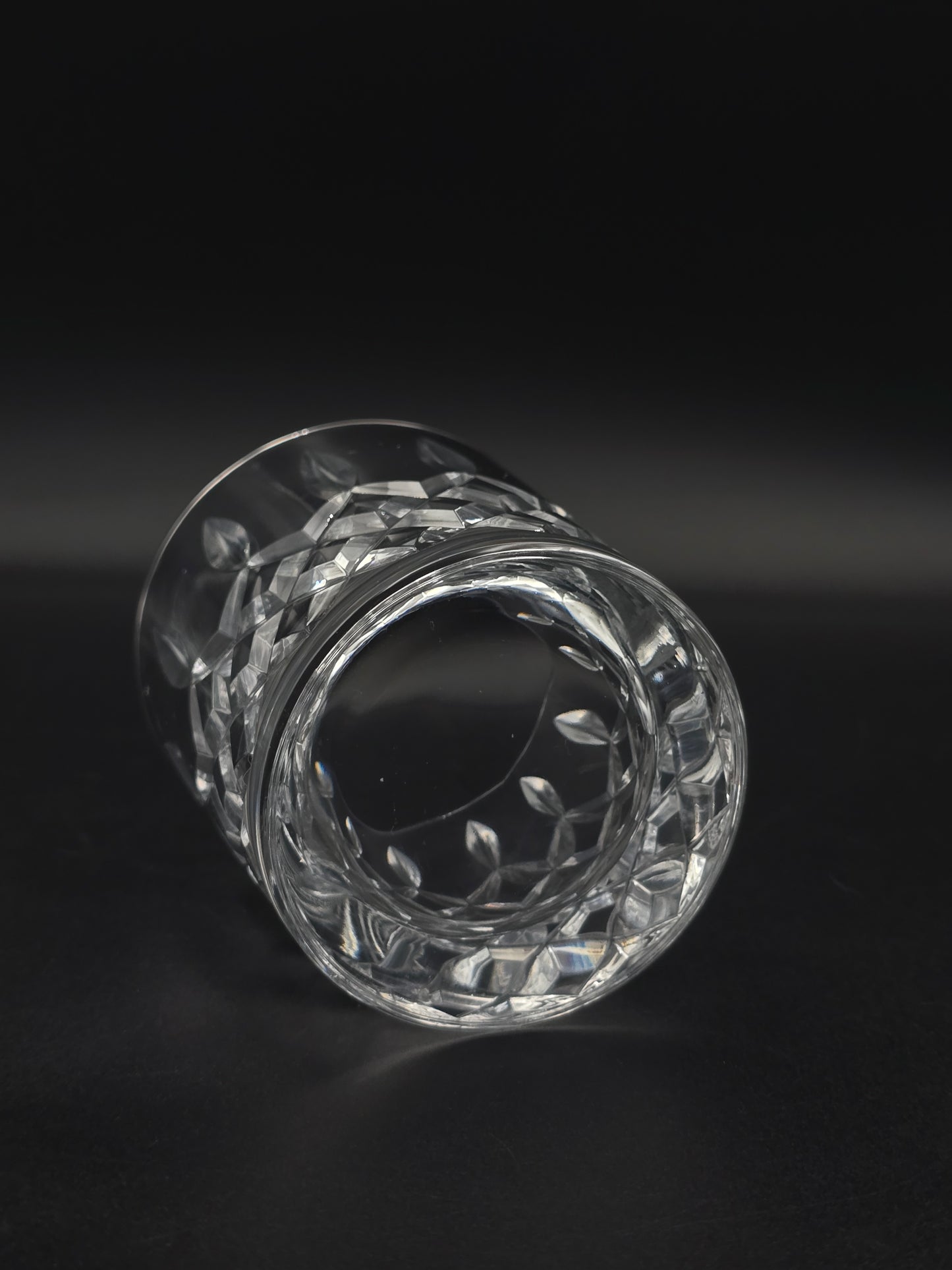 Set of 6 Vintage Heavy Crystal Tumblers, 275ml / 10oz with Cross & Flute Pattern, Plain Base, 8.5cm Tall, Barware Gift