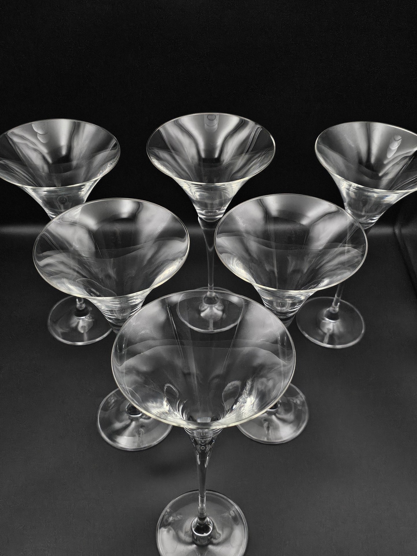 Fantastic set of 6 large Crystal Trumpet Champagne Flutes or Cocktail glasses. 24cm tall. 250ml