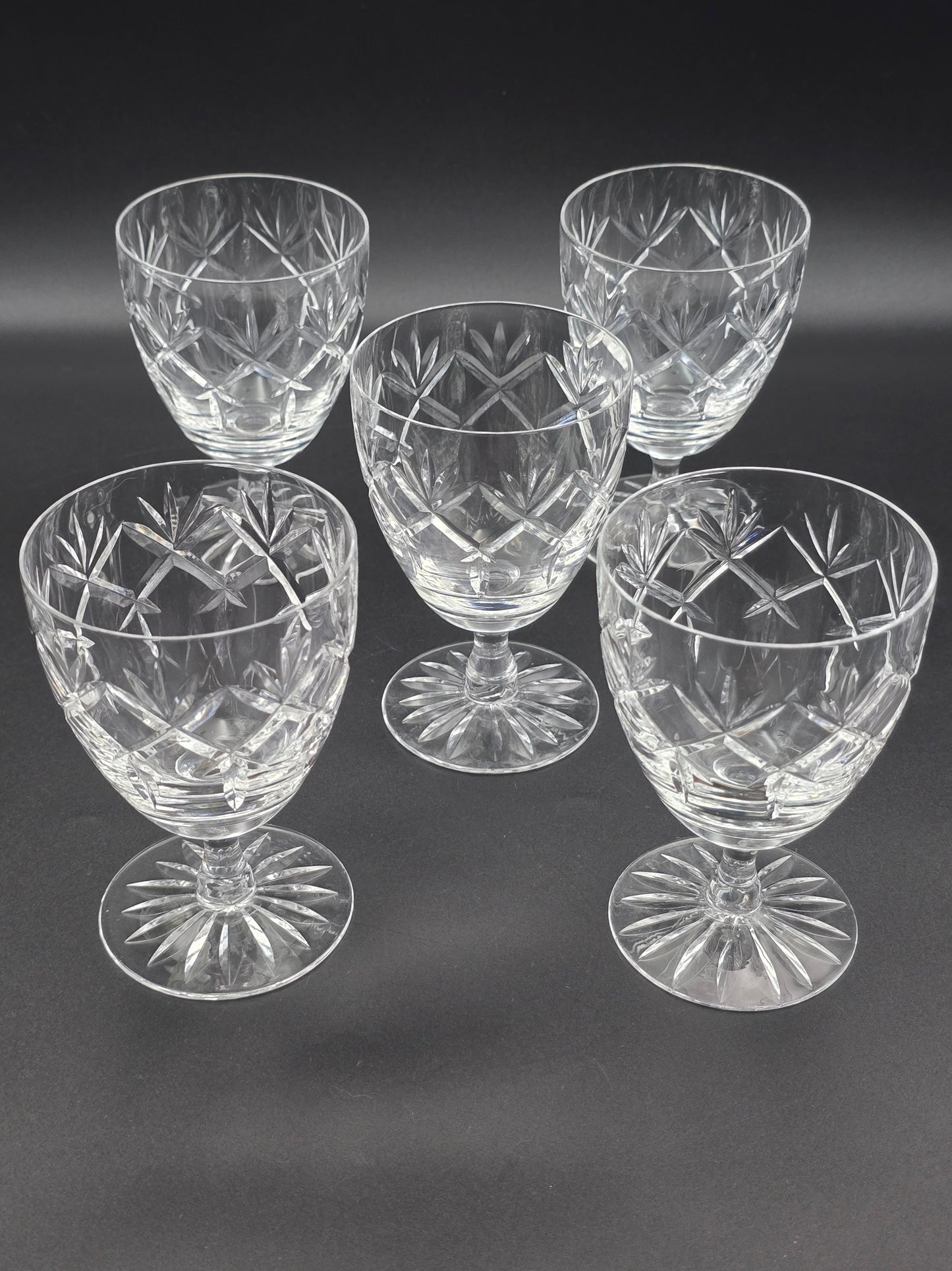 Beautiful vintage set of 6 Crystal wine glasses. 200ml