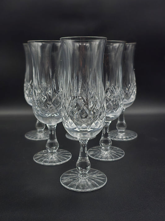 Set of 6 Vintage Crystal Champagne Flutes 175ml. 17.5cm tall