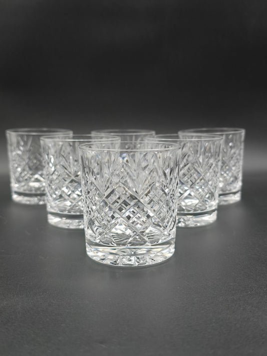 Set of 6 Thomas Webb Chiltern Pattern small 7oz Crystal tumblers