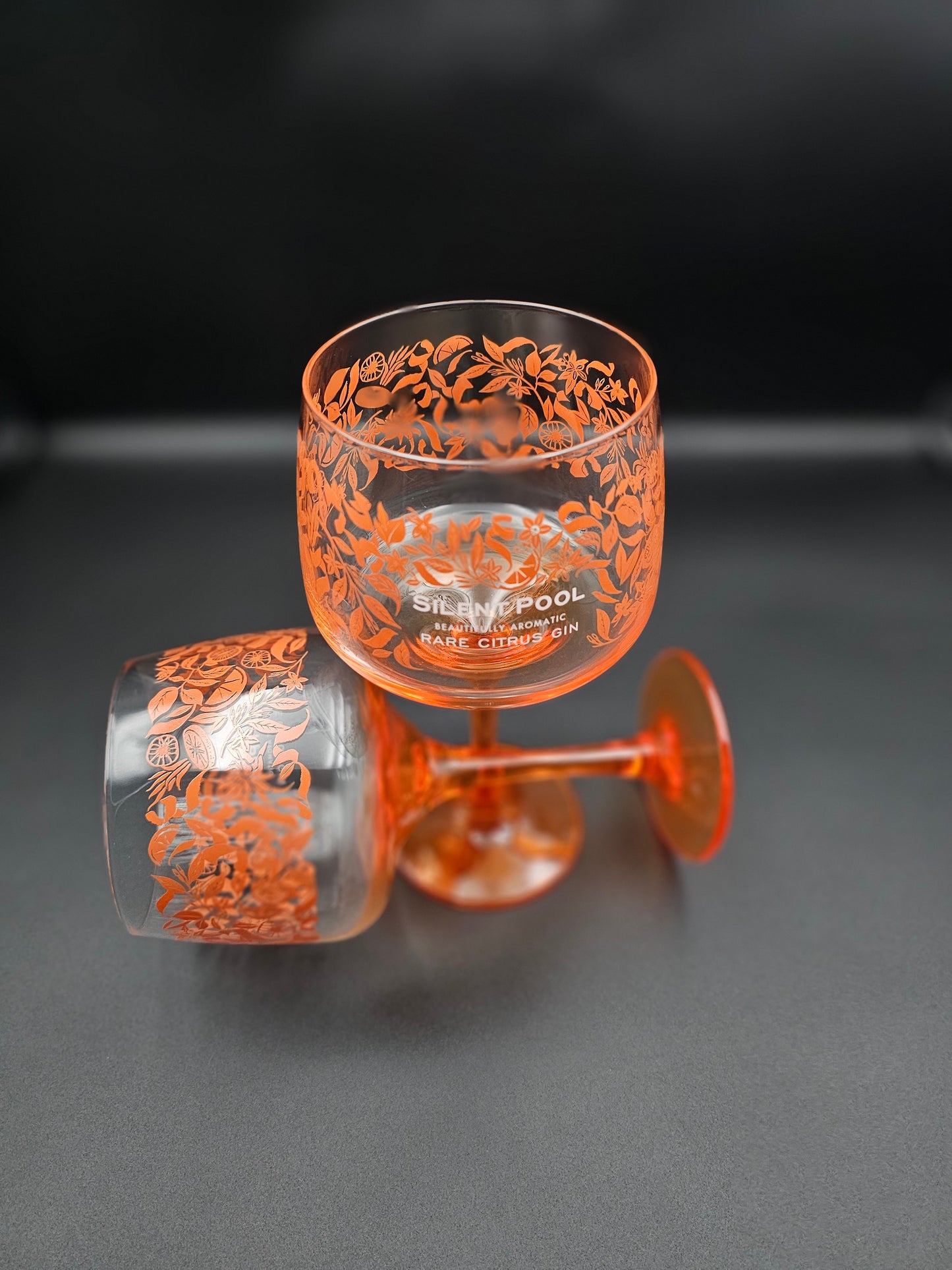 A pair of Silent Pool Citrus Copa Gin glasses