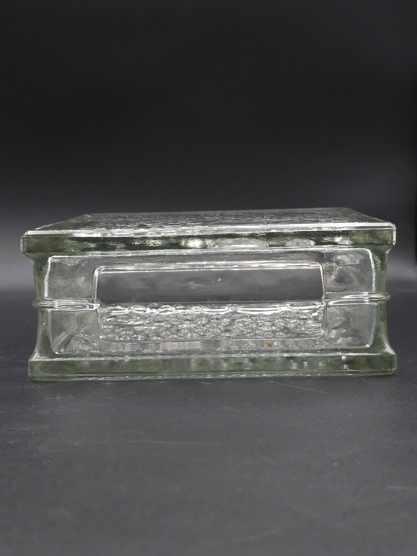 Vintage German Square Glass Vase – 19cm Bubble Pattern, Heavy Pressed Glass, Mid-Century Modern, Textured Art Glass