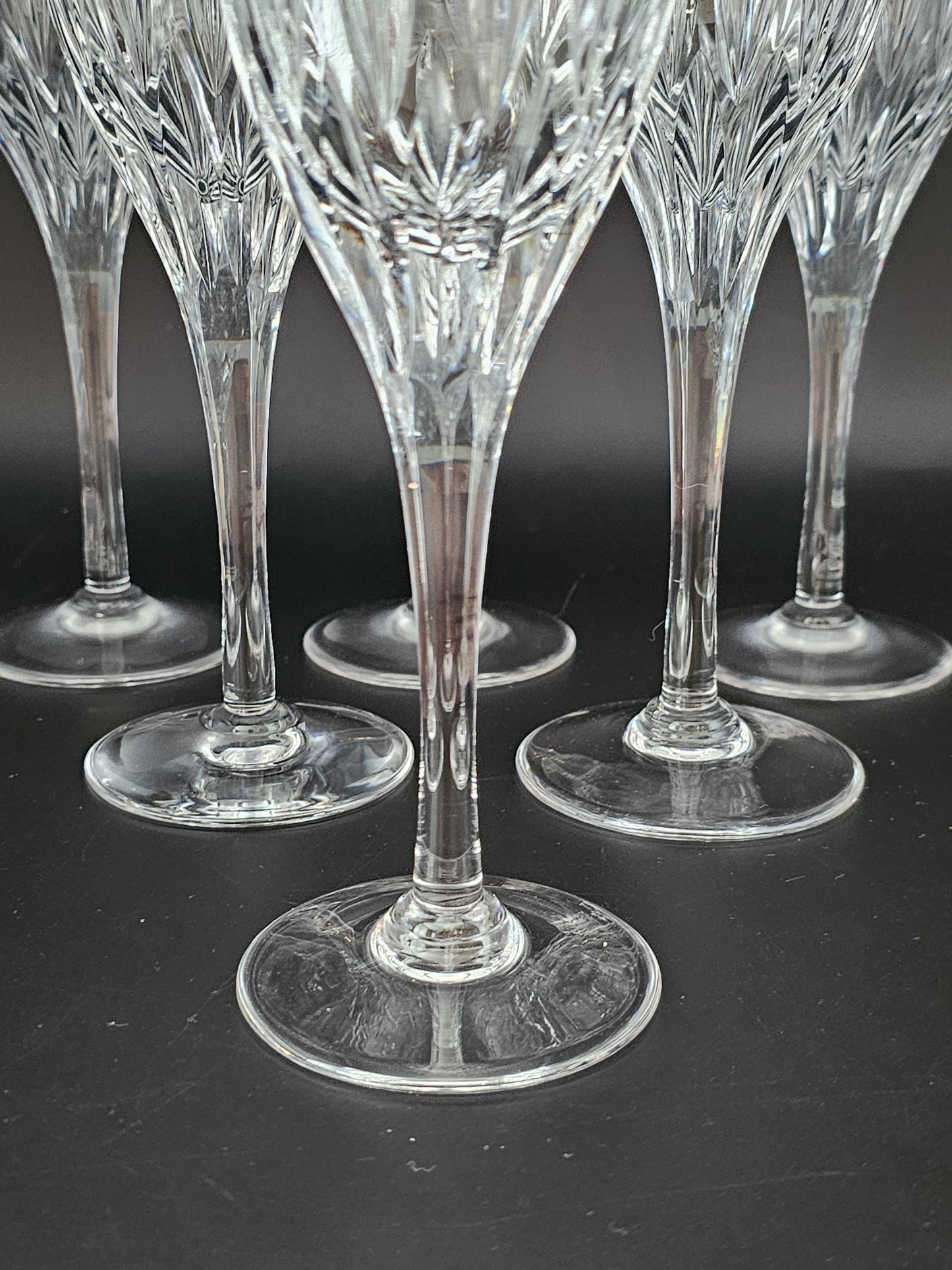 Set of 6 Tall Stemmed Crystal Sherry glasses / small wine glasses.