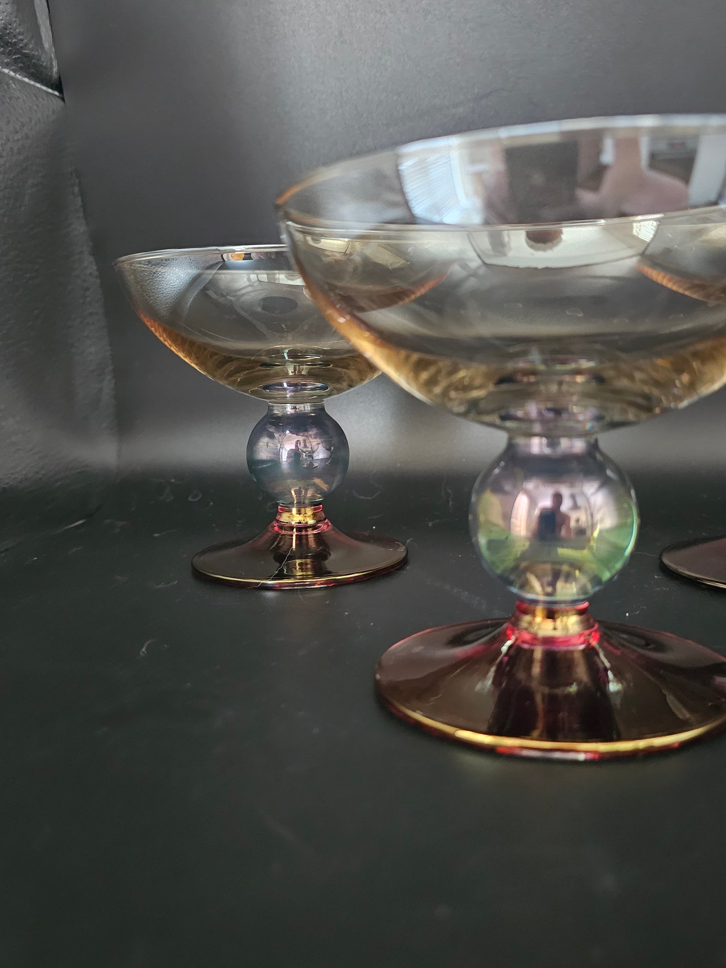 Vintage set of 3 Tri Coloured Crystal Dessert or starter bowls Bowls by Krosno Poland