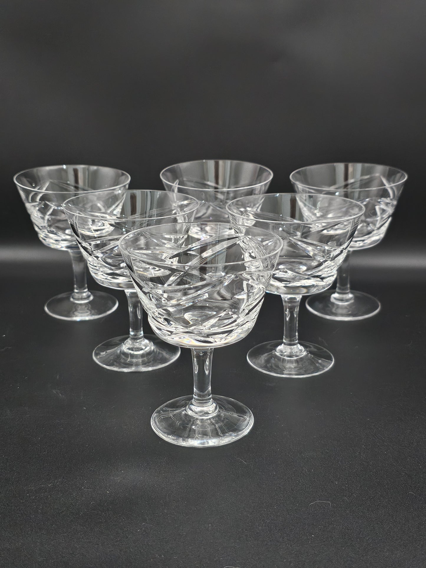 Beautiful vintage set of 6 (7) fine Crystal Champagne Coupes