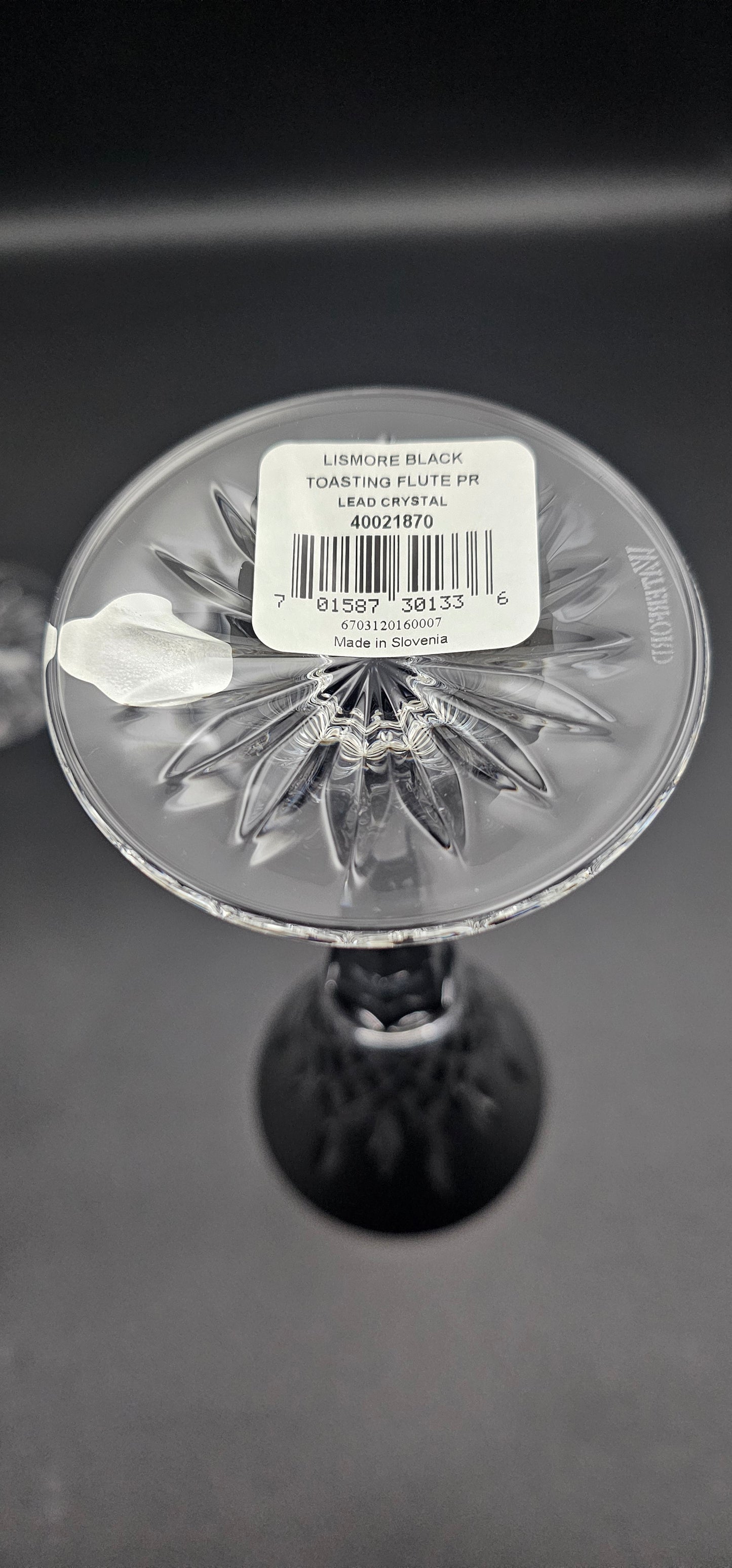 Pair of Waterford Lismore Black Crystal Toasting Flutes