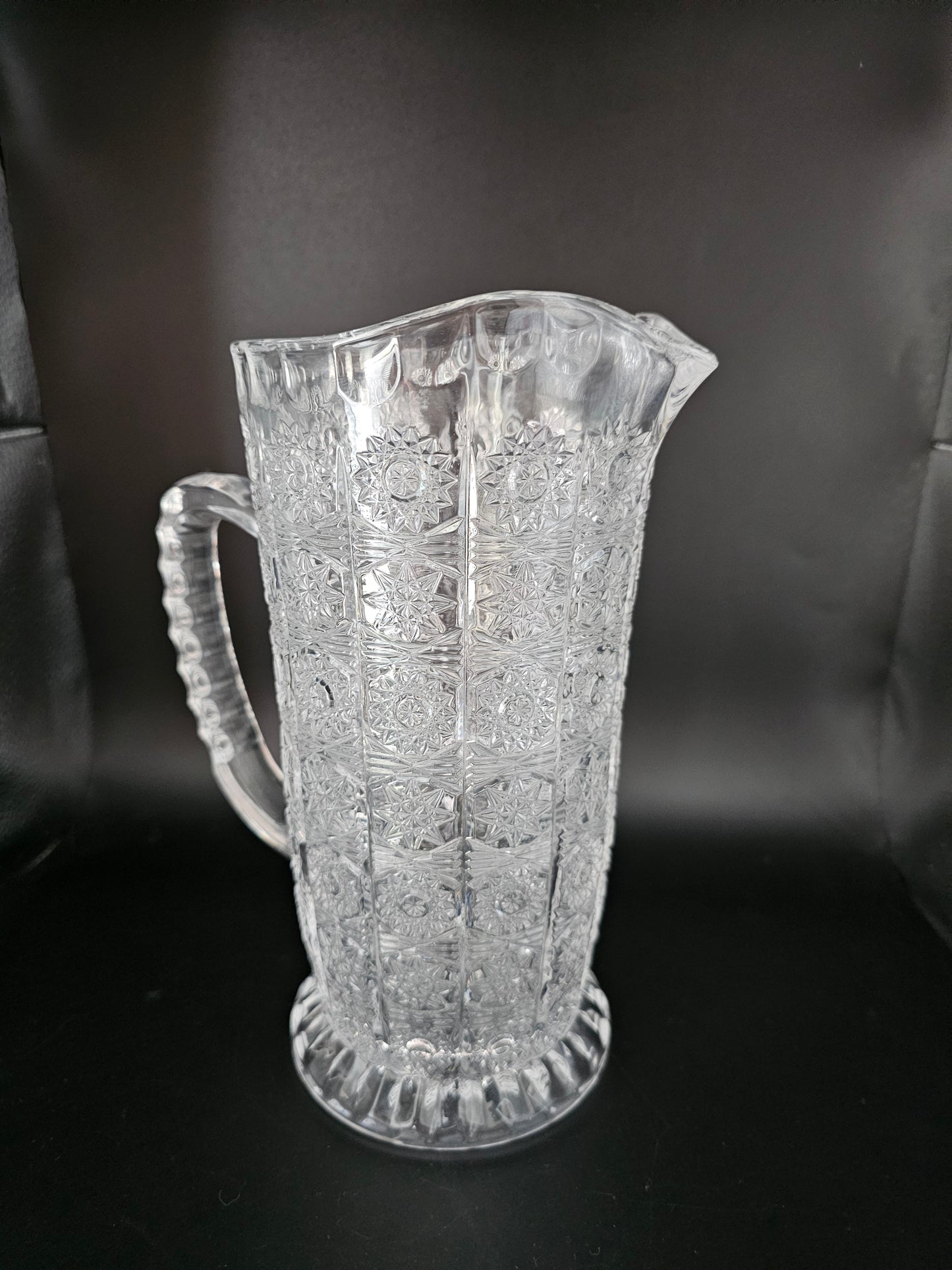 Beautiful Large Vintage Crystal Jug Pitcher. 23cm tall. 2 x Available