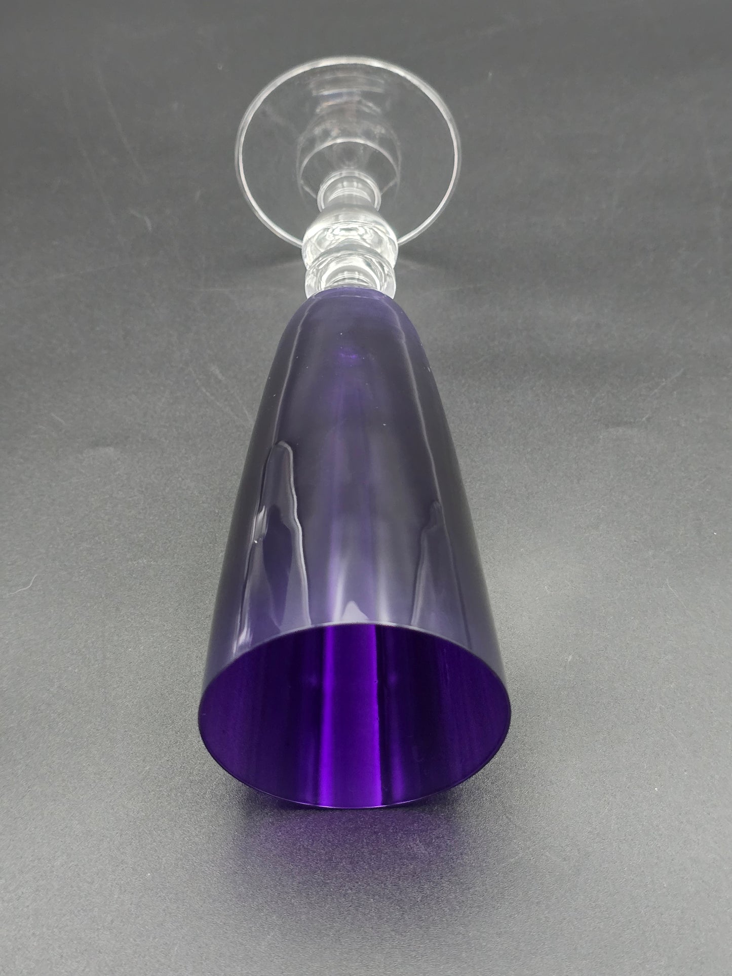 Set of 6 Purple Crystal champagne flutes 200ml 19.5cm tall