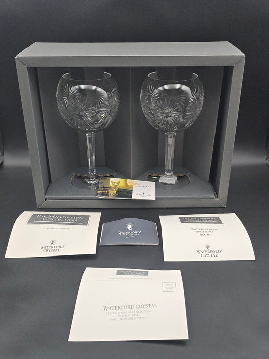 Waterford Crystal The Millennium Collection Toasting Goblets Pair. Third Toast - Health. Boxed.