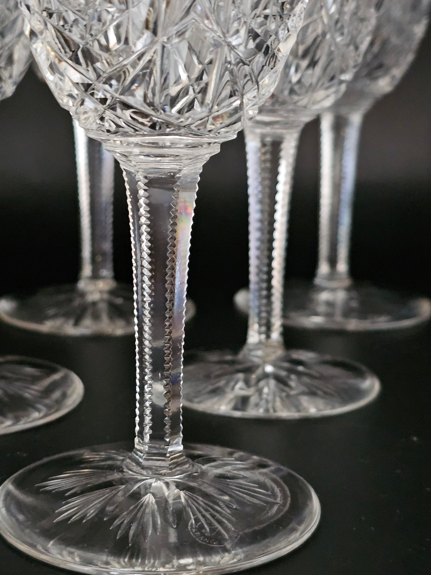 Baccarat Crystal Lagny Pattern, set of 6 Crystal Sherry glasses 150ml