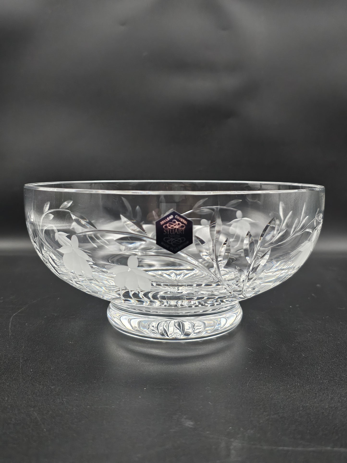 Stuart Crystal Cascade Pattern Crystal fruit or trifle Bowl 8" boxed