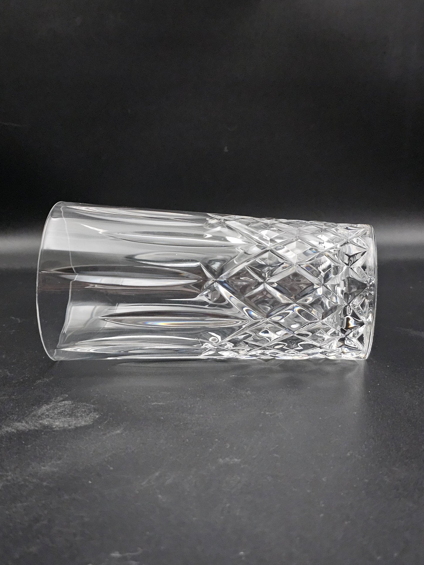 Set of 6 Crystal Hi Ball Tumblers 360ml 15cm tall. Star pattern base