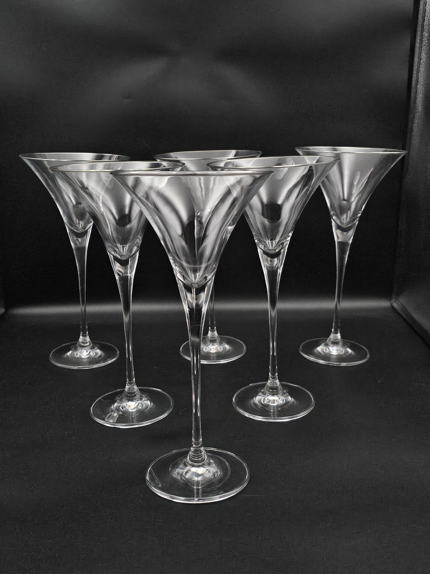 Fantastic set of 6 large Crystal Trumpet Champagne Flutes or Cocktail glasses. 24cm tall. 250ml