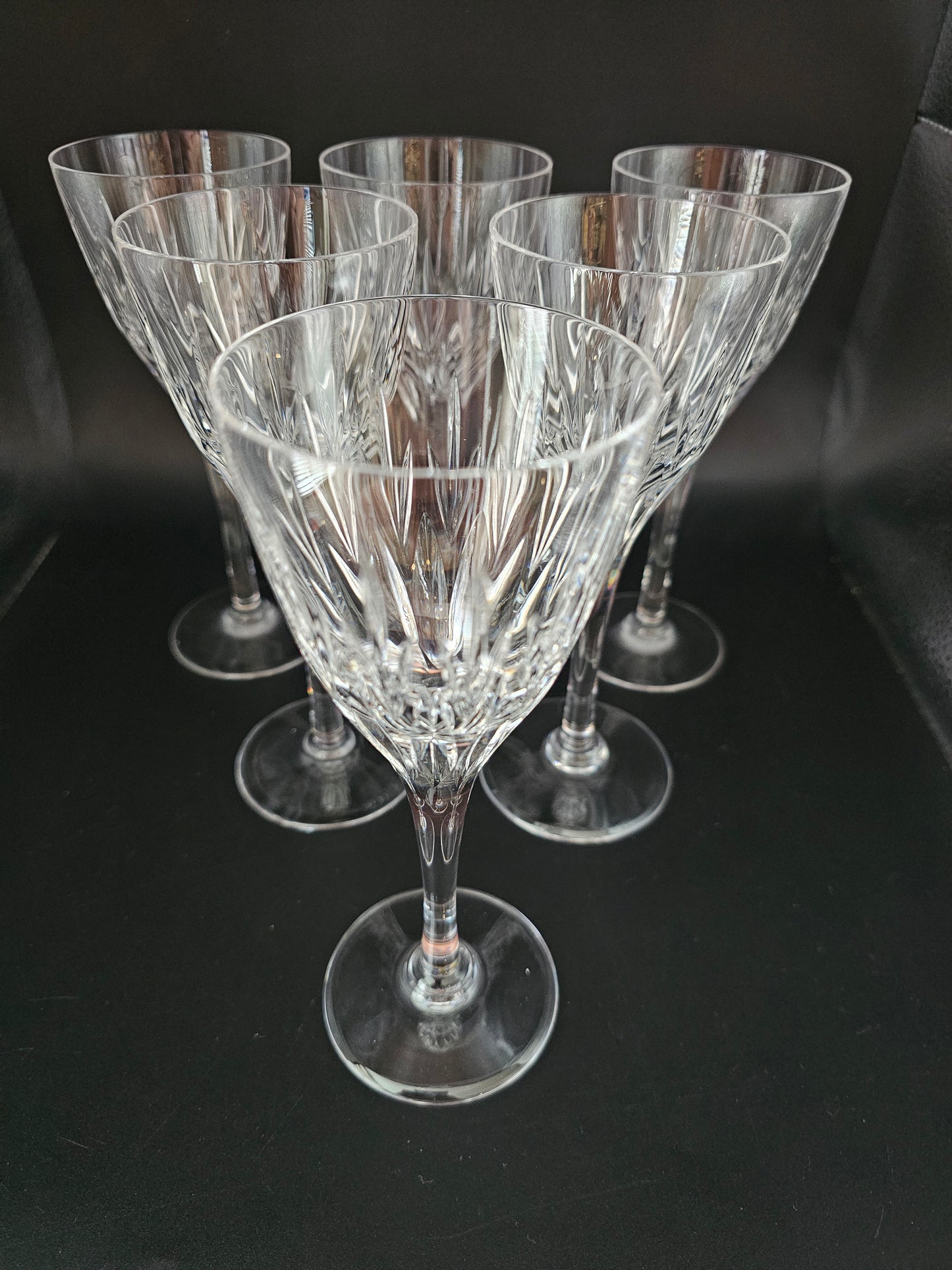 Set of 6 Tall Stemmed Crystal Sherry glasses / small wine glasses.