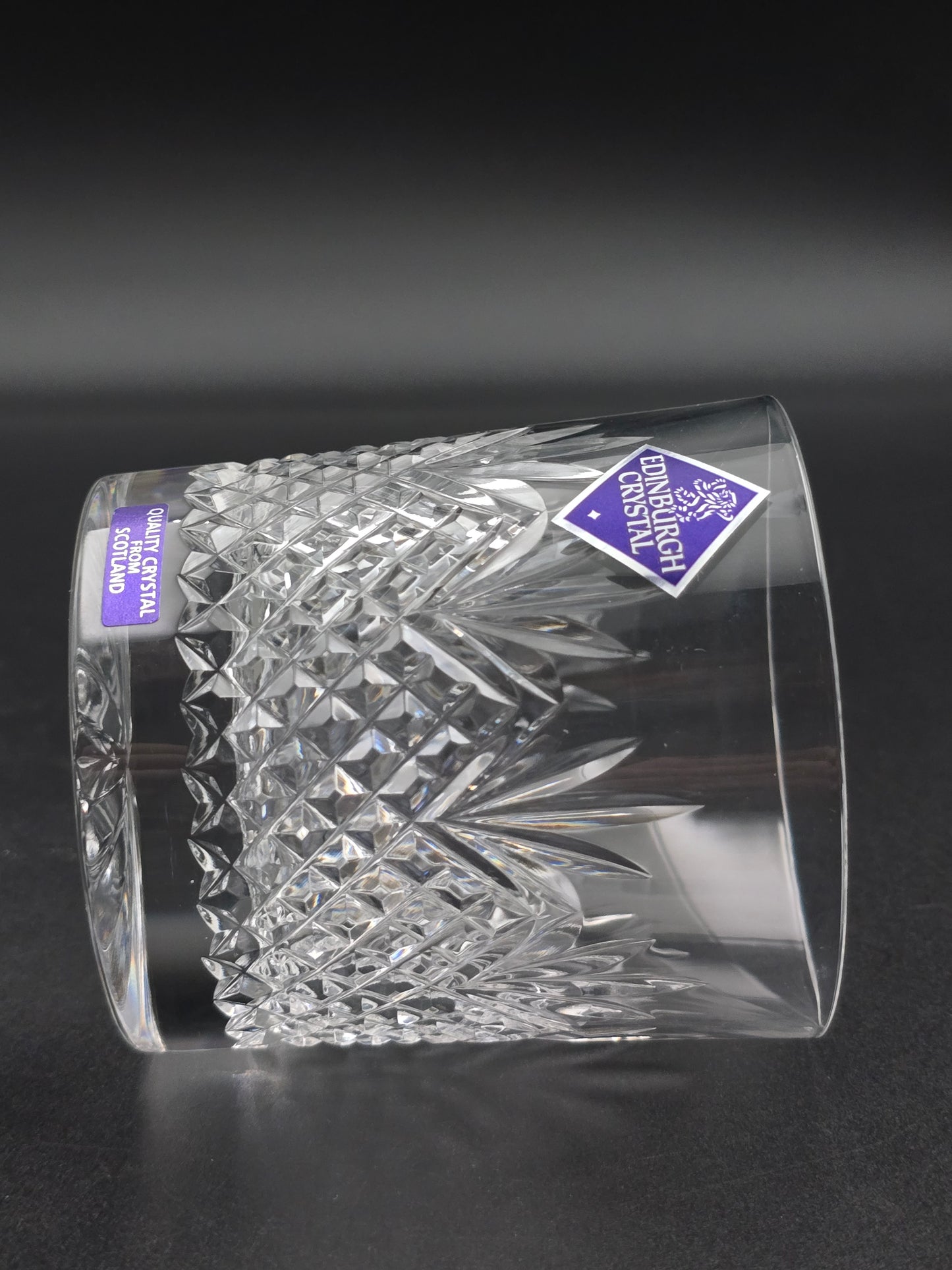 Set of 4 Edinburgh Crystal Tweed 9oz Tumblers – Boxed, Star Cut Base, Etched Mark, Made in Scotland