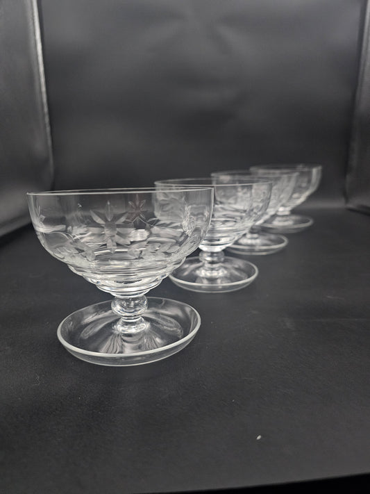 Set of 4 Vintage Crystal dessert or starter saucer dishes