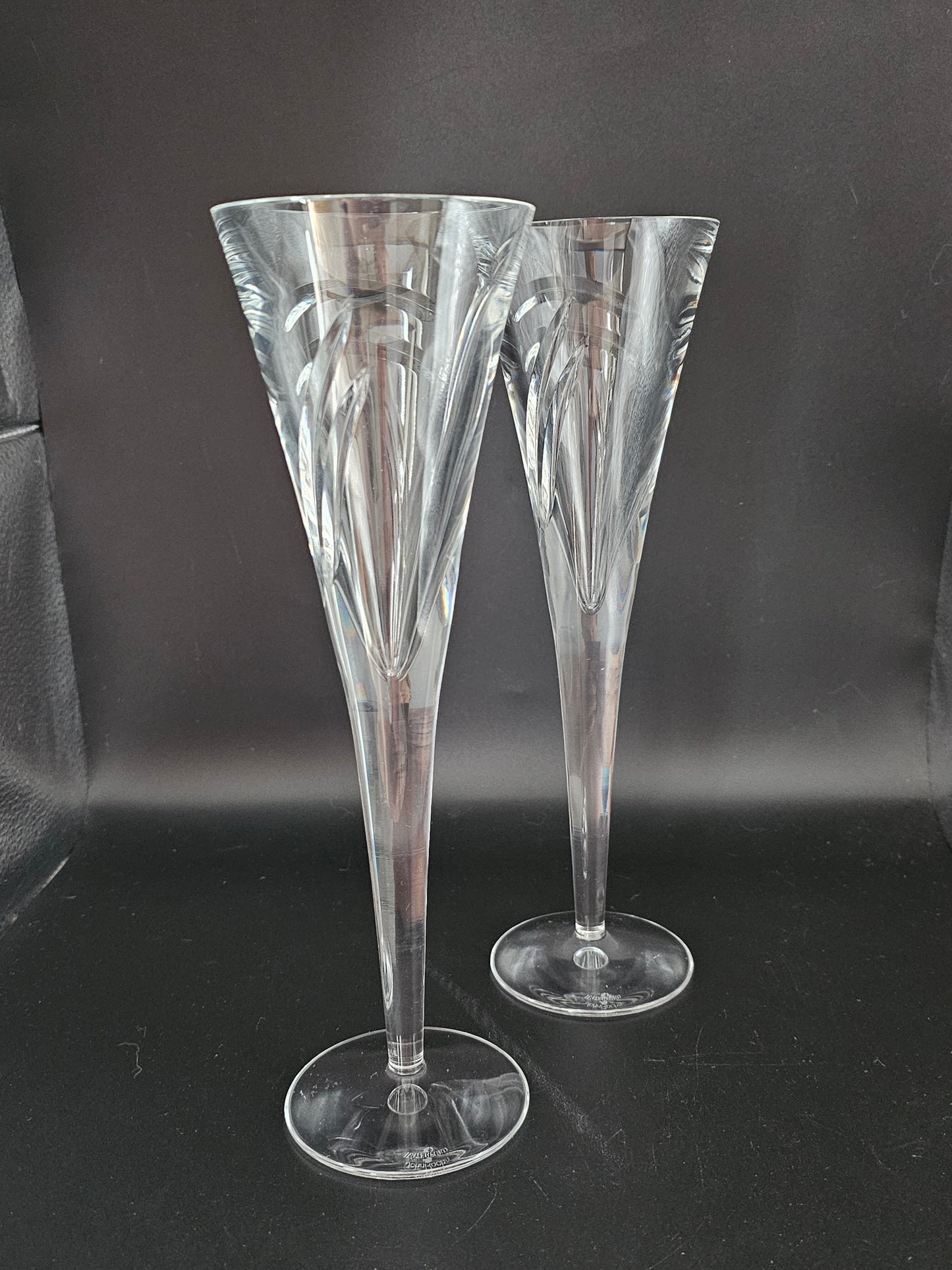 Waterford Crystal Limited Edition Champagne Flutes. John Rocha Millennium MM. Boxed.