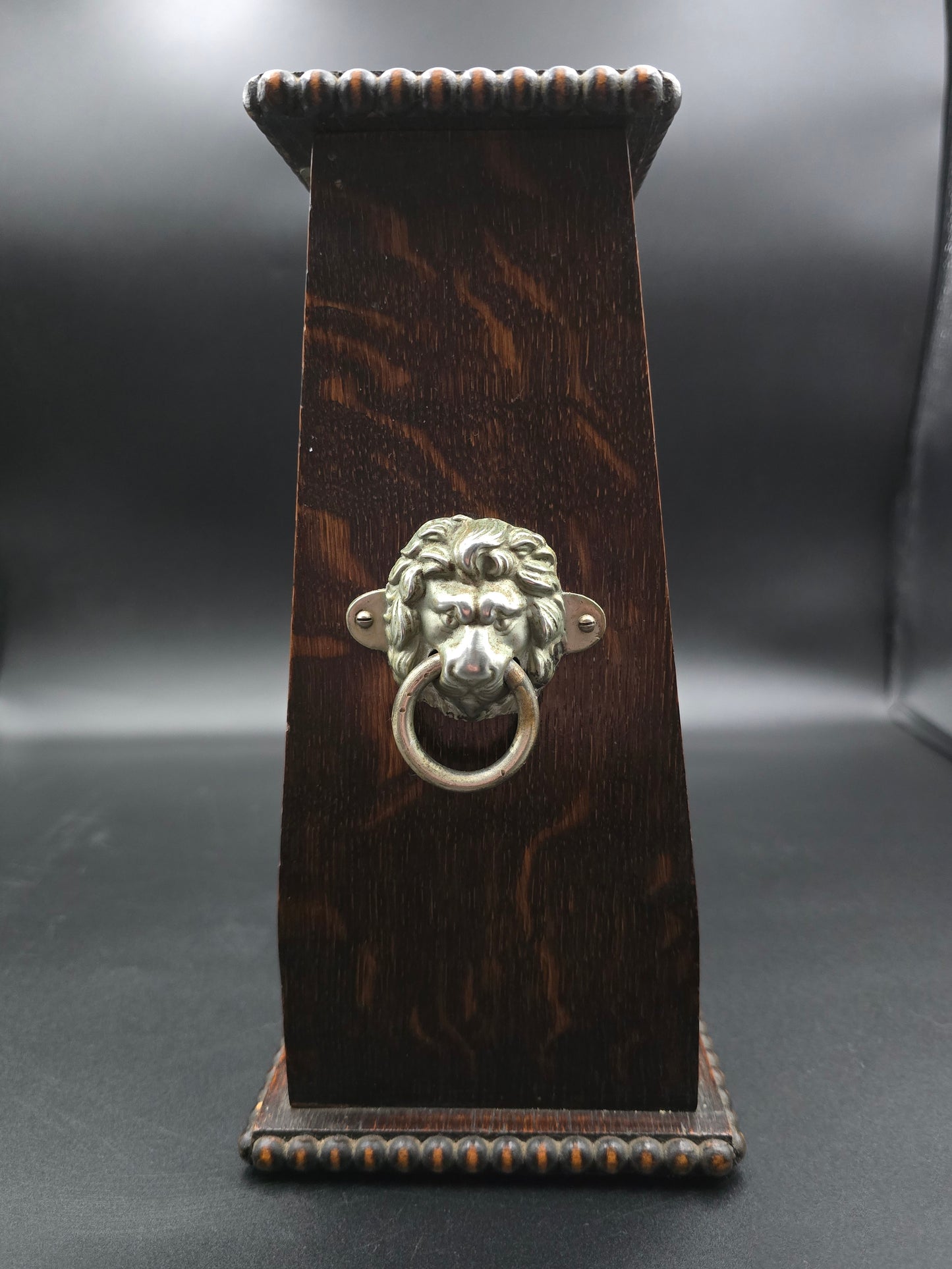 Antique Triple Decanter Tantalus Set with Lock & Key – Cut Crystal & Wooden Frame with Brass Lion Fittings – Excellent Condition