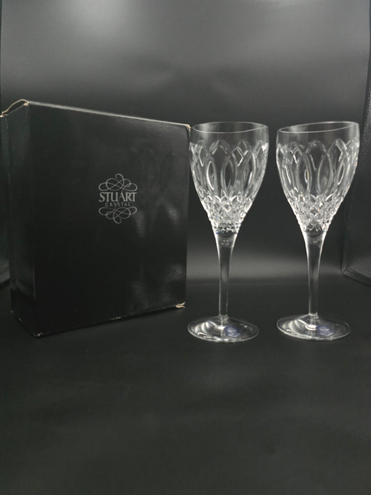 Stuart Crystal Windsor Wine Goblets – Boxed Pair 325 ml | 22.5 cm Tall | Made in UK | Elegant, Long Slender Stem