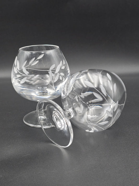 Pair of 10oz vintage Crystal Brandy glasses