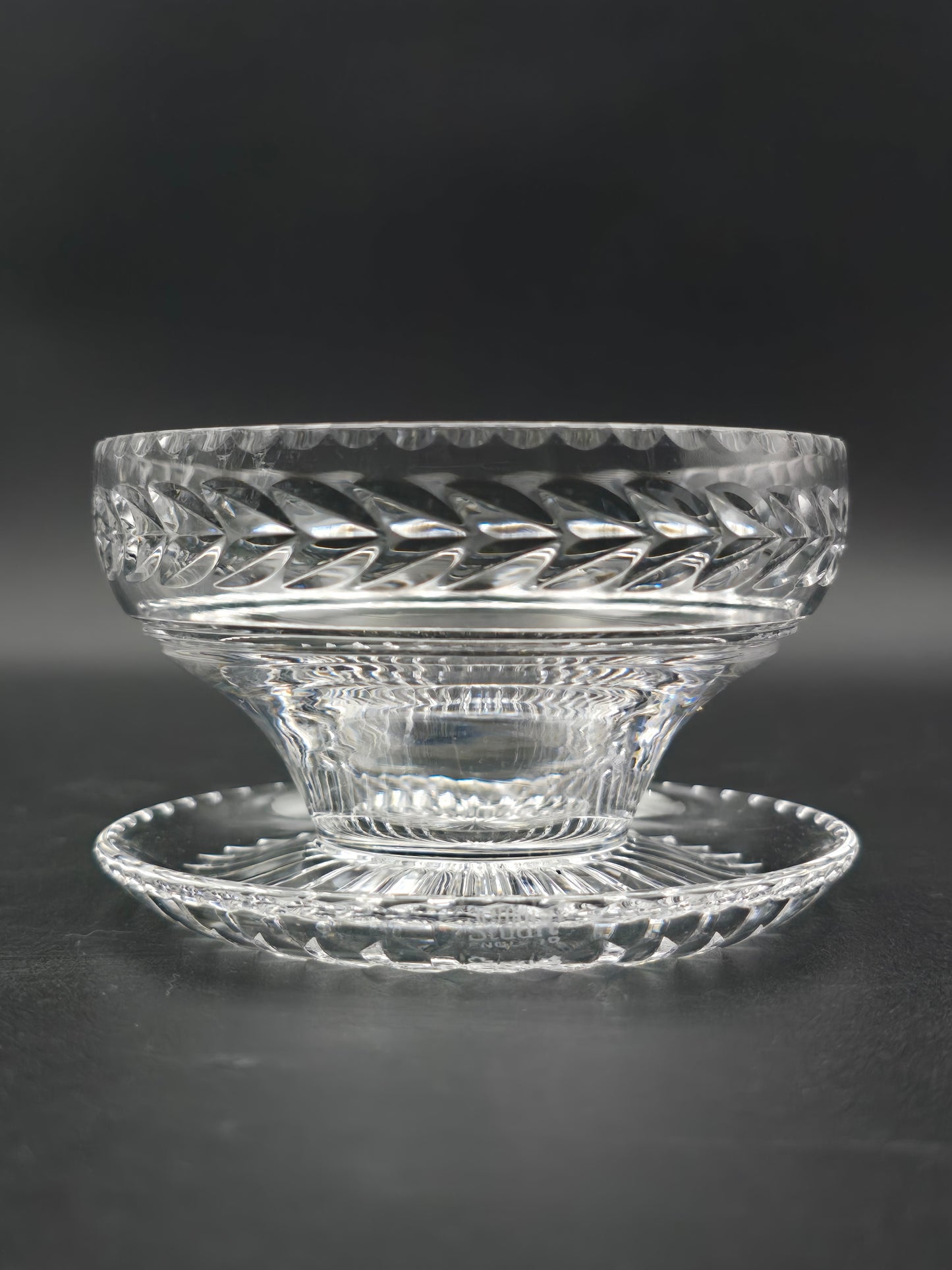 Set of Six Stuart Crystal Arundel Dessert / Pudding  or Starter Bowls – Fan Base Design – Made in England