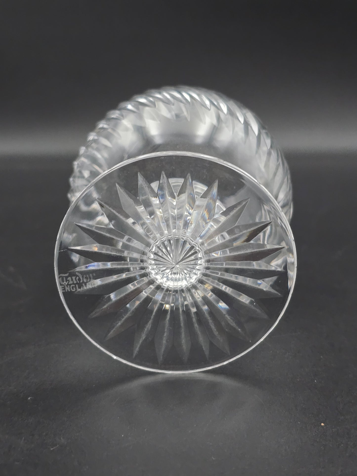 Set of 6 Tudor Crystal Aquitaine Pattern brandy glasses. 10oz