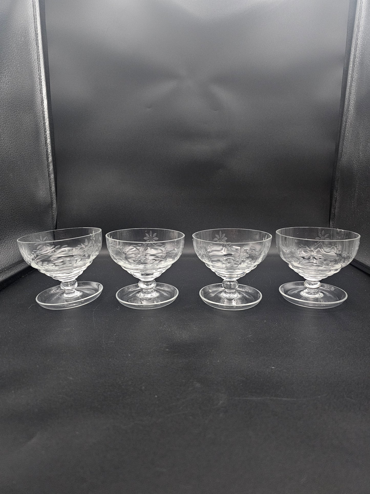 Set of 4 Vintage Crystal dessert or starter saucer dishes