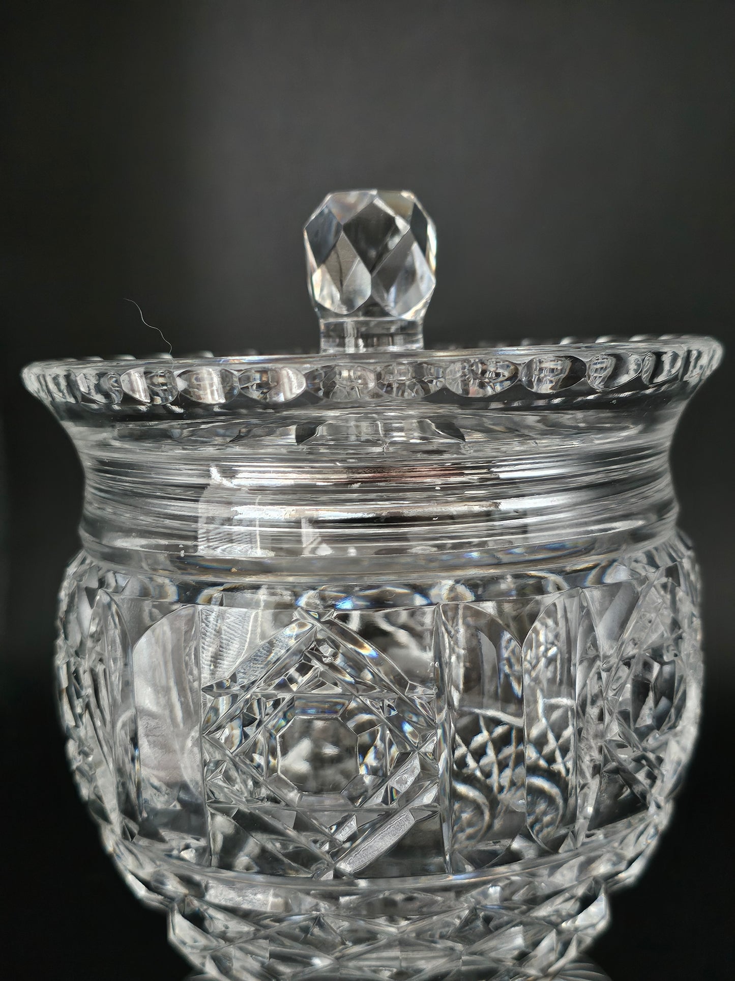 Vintage Crystal Lidded Jar for sweets or biscuits