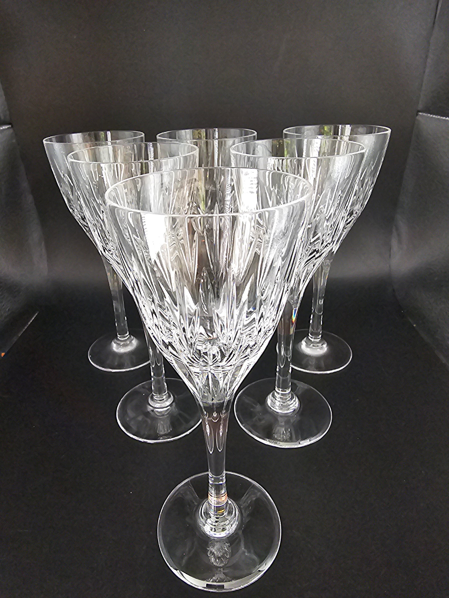 Set of 6 Tall Stemmed Crystal Sherry glasses / small wine glasses.