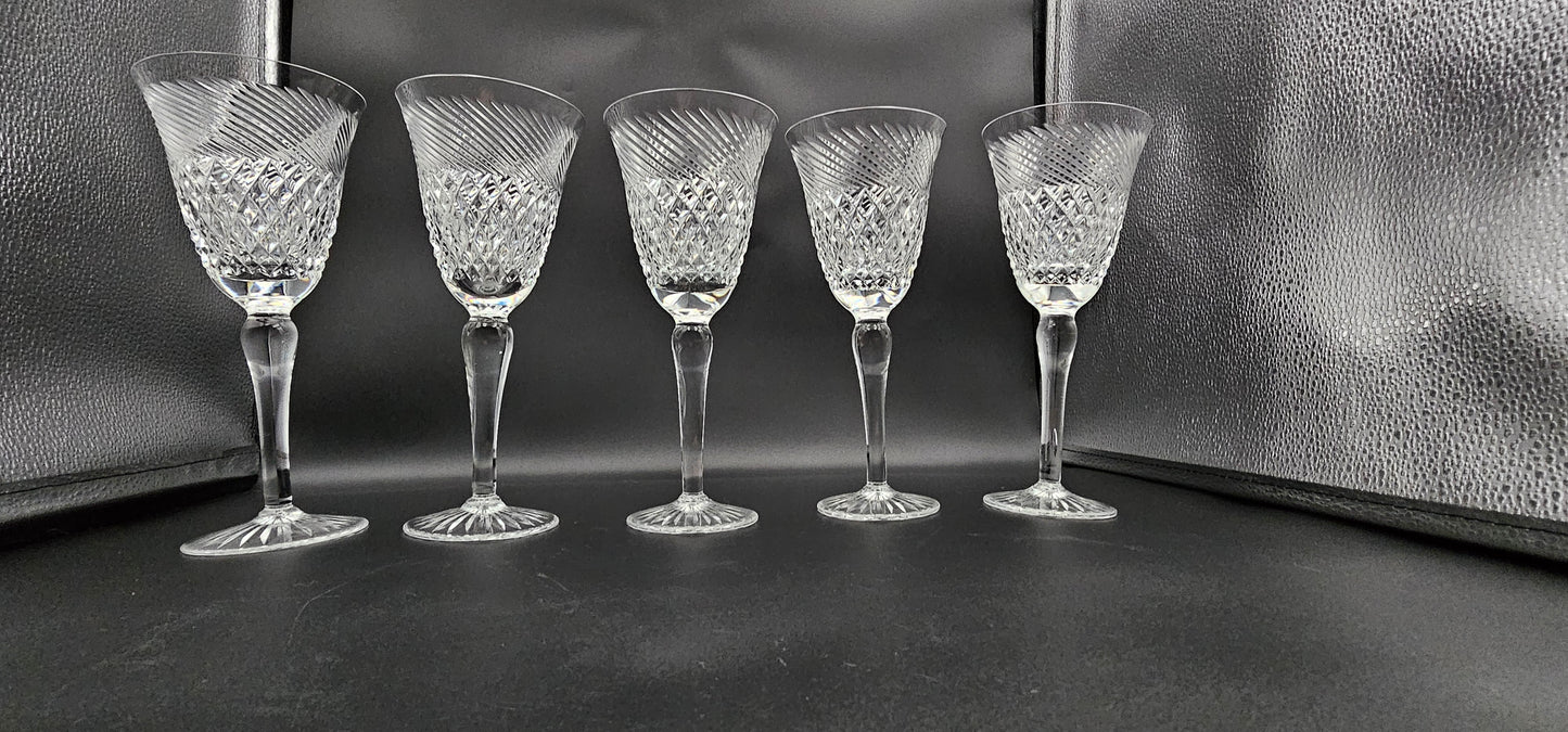 Set of 5 Large Crystal Wine Glasses 250ml 21cm tall