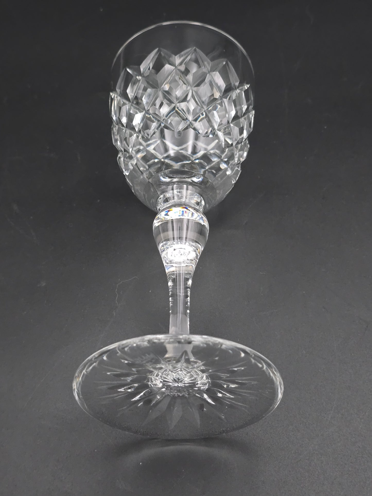 Set of 4 English Crystal Wine glasses. Webb Thomas. Dennis Diamonds pattern. 175ml